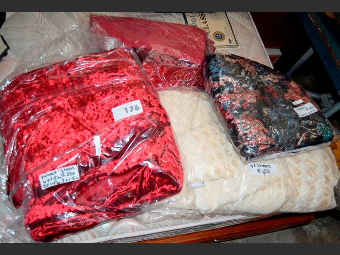 MULTI-COLOURED FABRIC, RED VELVET, VOILE CURTAINS, etc