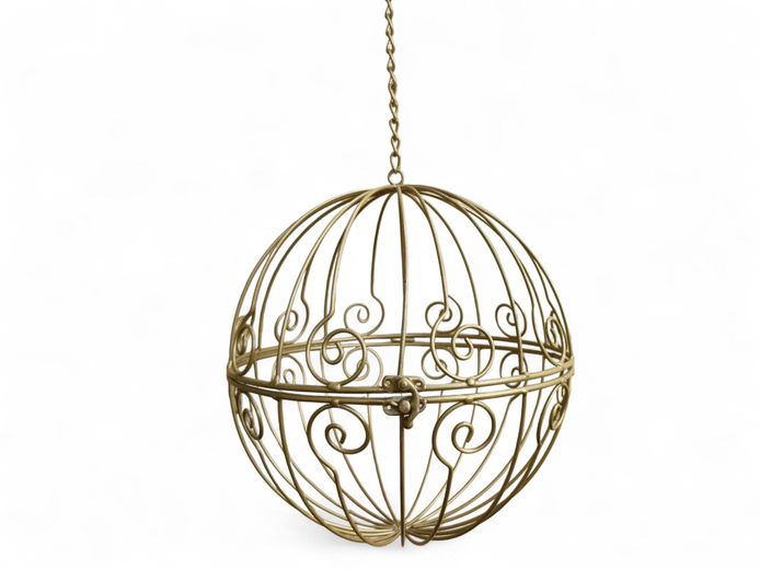 Decorative Gold Metal Wire Hanging Sphere on Chain