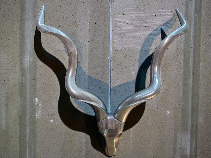 Modernist Large Scale Polished Cast Aluminum Kudu Wall Sculpture
