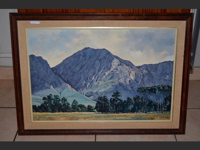 TED HOEFSLOOT FRAMED OIL ON BOARD "SUNBREAK OVER THE OVERBERG", 74.5 x 49cm