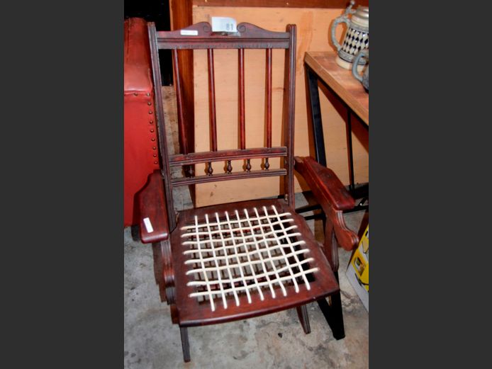 ANTIQUE MAHOGANY ARMCHAIR WITH RIEMPIE SEAT