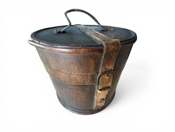 Vintage Wooden Round Case with Handle