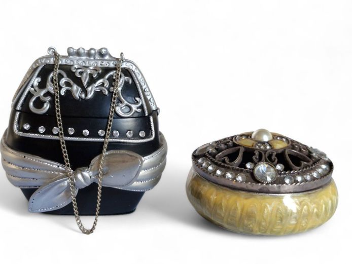 Vintage Mother of Pearl Trinket Jar & Resin Handbag Jar