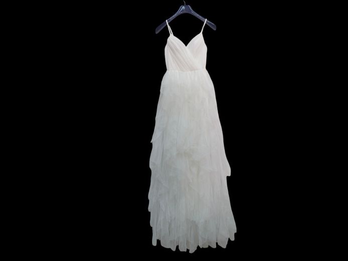 Faeriesty Ivory Tulle Tiered Crossover Gown (Size XS)