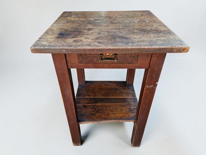 Vintage Wooden Side Table with Drawer and Lower Shelf
