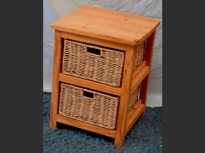 PINE 2 WICKER DRAWER PEDESTAL, 41 x 40 x 54cm