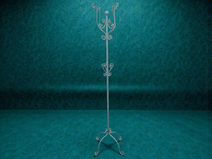 Teal Scroll Metal Floor Coat Stand