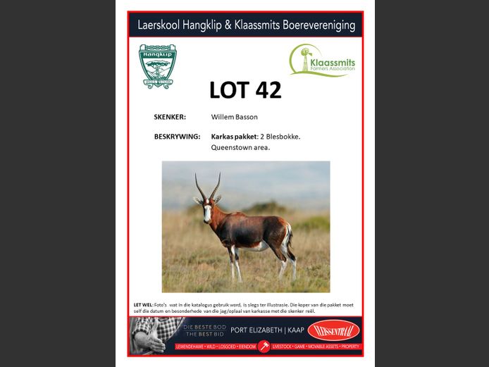 Karkaspakket - 2 x Blesbok | Willem Basson