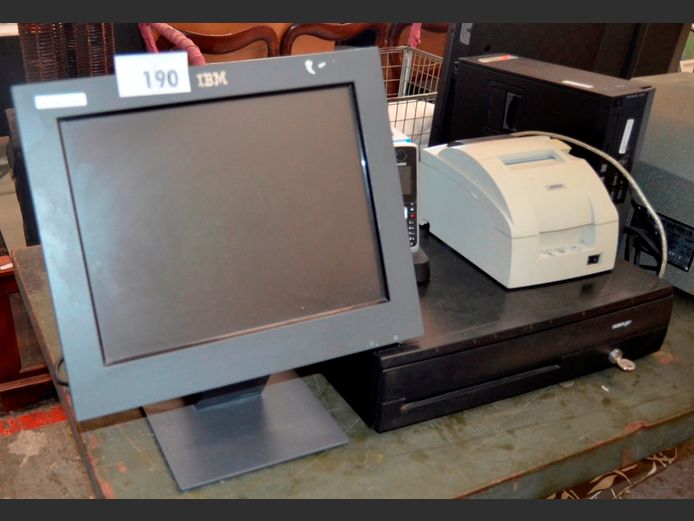 POSIFLEX POINT OF SALE SYSTEM WITH DELL CORE i5 COMPUTER TOWER & EPSON SLIP PRINTER [Switch on, untested further] [39,40]