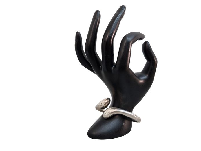 Sterling Silver Sculptural Open Cuff Bangle
