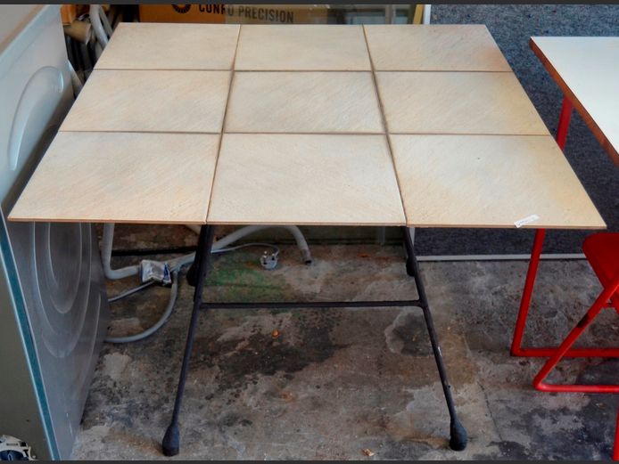 TILED TOP PATIO TABLE, 91 x 91 x 67cm
