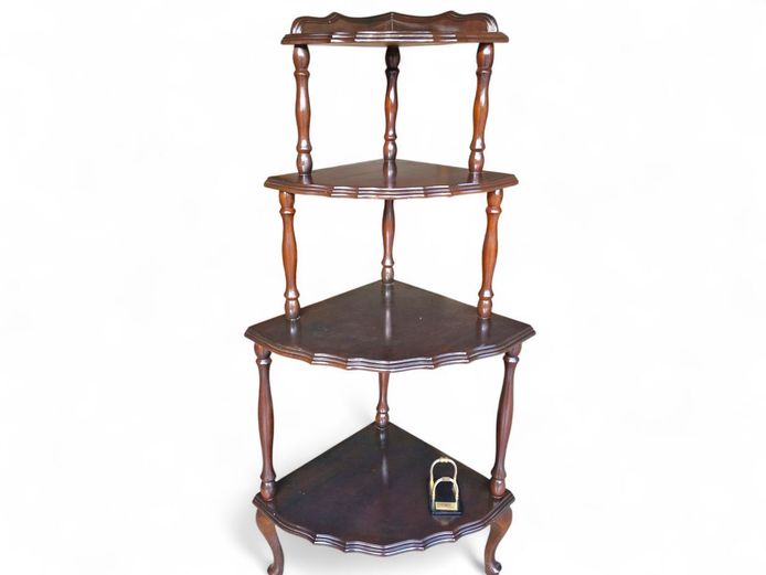 Vintage Four-Tier Corner Shelf "Whatnot"