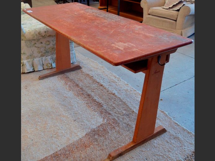 OAK SCHOOL DESK BY ALBERT MENGER, 150 x 60 x 75cm [Needs some TLC]
