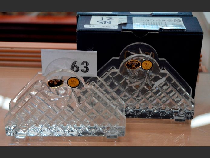 PAIR BOHEMIA CRYSTAL NAPKIN HOLDERS