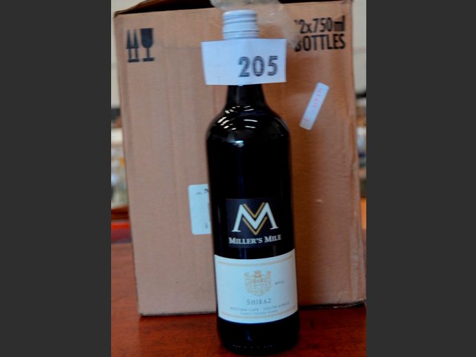 LOT OF 12 x 750ml BOTTLES MILLERS MILE 2014 SHIRAZ [Condition of contents unknown]