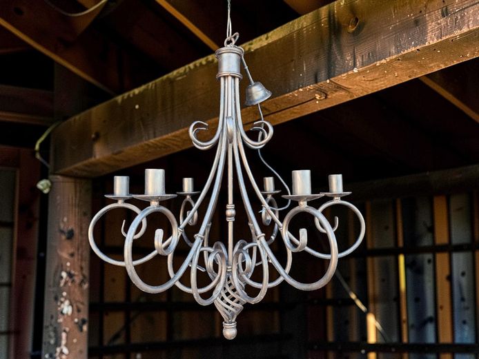 Large Wrought Iron Style Scroll Chandelier