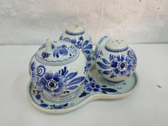 Delfts Schoonhoven Holland Blue & White Cruet Condiment Set