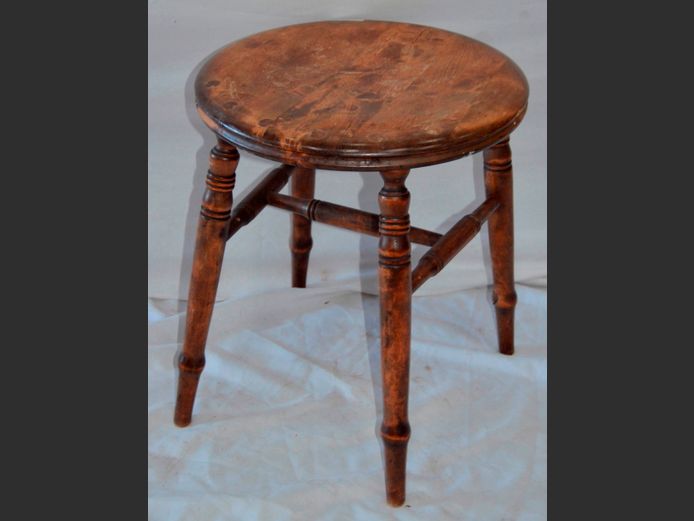 ANTIQUE STOOL, 41cm Diameter x 46cm High
