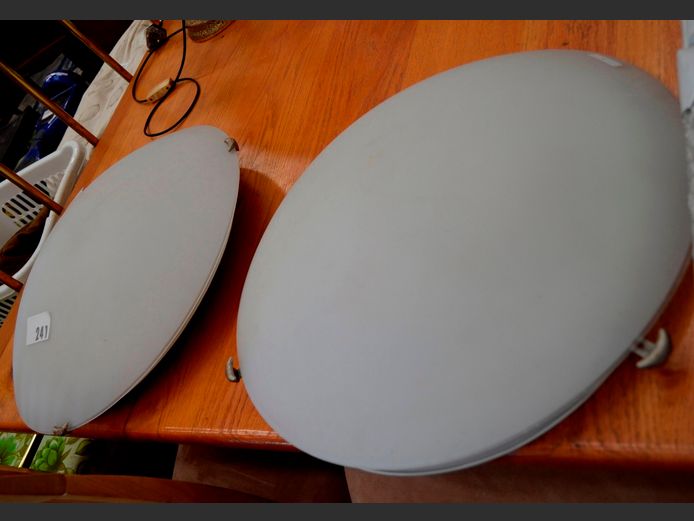 PAIR FROSTED GLASS CEILING LIGHTS, 50cm Diameter