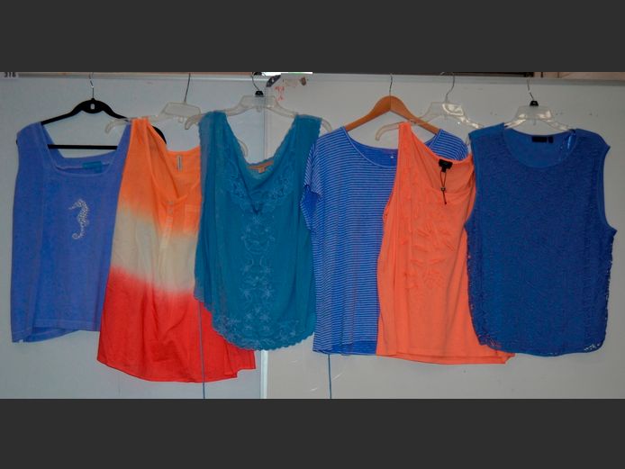 LOT OF 5 LADIES TOPS: APT, FRESH PRODUCE, DONNA CLAIRE, etc [Sizes: 22, XL & XXL]