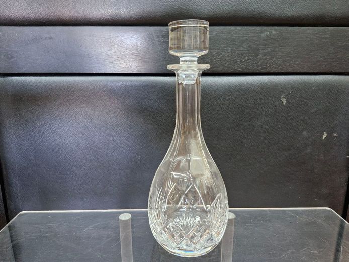 vintage Heavy Crystal Decanter with All Glass Stopper