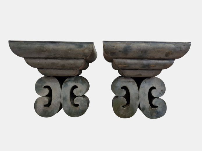 Vintage Metal Sheets Scroll Wall Mount Corbels