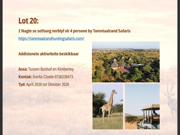 2 Nagte se selfsorg verblyf vir 4 persone by Tarentaalrand Safaris