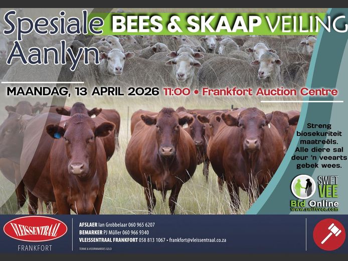 SPESIALE BEES EN SKAAP AANLYN VEILING