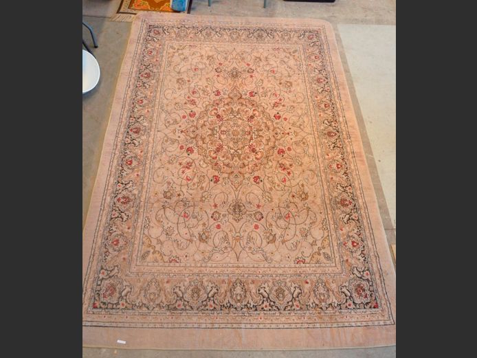 LIGHT BROWN, BLACK & BURGUNDY WOOL CARPET, 300 x 200cm