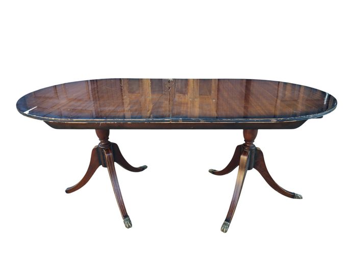 Vintage Regency-Style Double-Pedestal Extending Dining Table