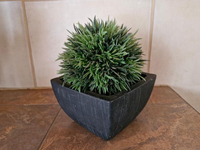 Decorative Artificial Grass Topiary in Dark Charcoal Planter