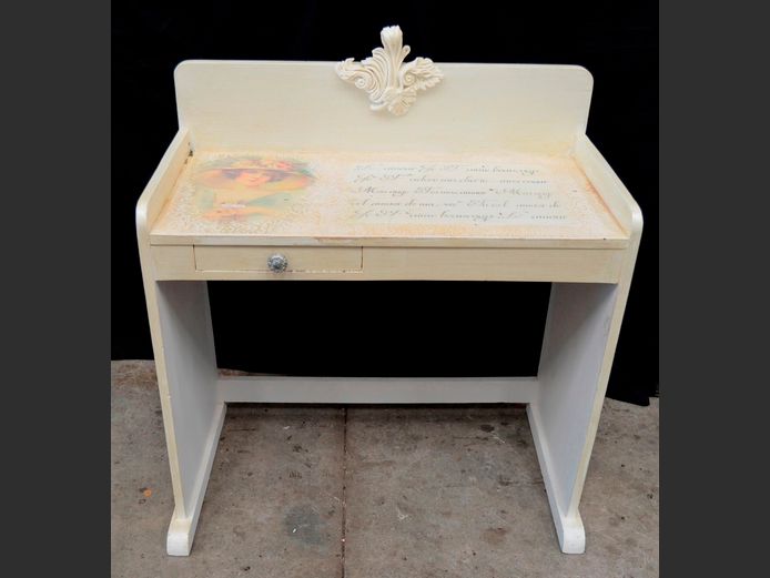 PAINT TECHNIQUE SINGLE DRAWER LADIES WRITING TABLE, 90 x 44 x 104cm