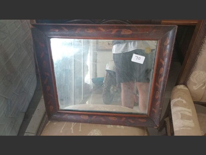 Antique mirror with inlay