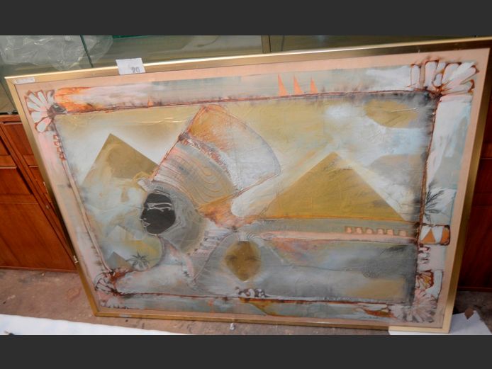 FRAMED MIXED MEDIA EGYPTIAN ARTWORK BY JOHAN TALJAARD, 120 x 95cm [Including frame]