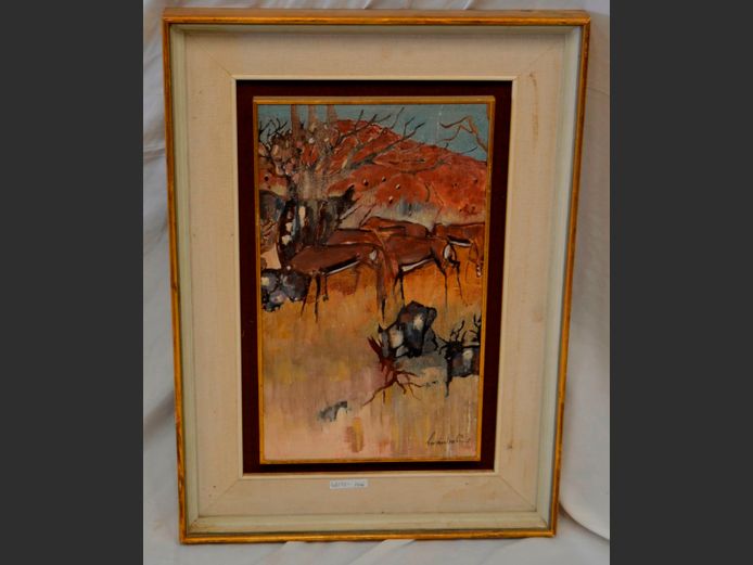 FRAMED OIL ON BOARD "GEMSBOK" SIGNED GORDON FRANK VORSTER, 43.5 x 25cm
