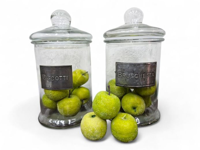 Glass Cookie Jars with Decorative Apples