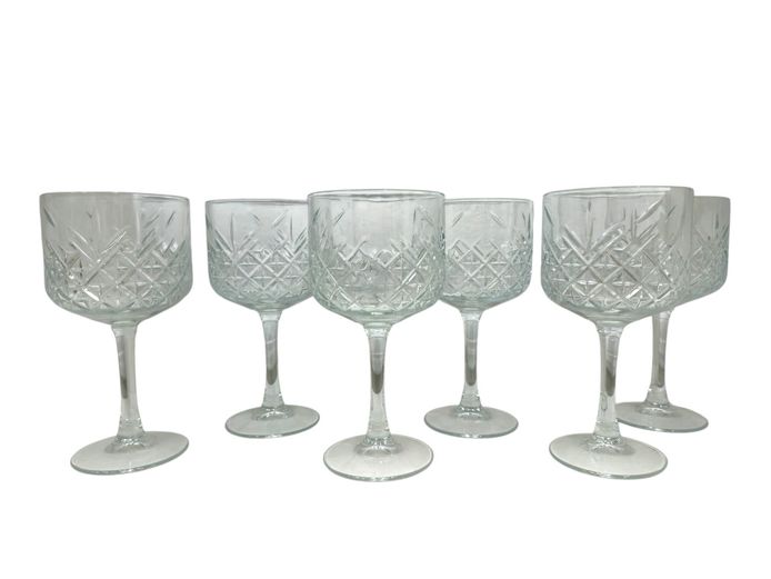 Vintage Diamond & Starburst Cut Crystal Stemware – Set of 6