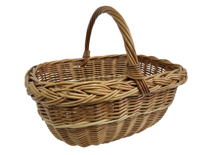 Vintage Woven Willow Gathering Basket
