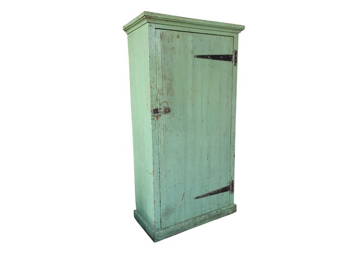 Rustic Painted Solid Wood Utility Armoire, Early 20th Century