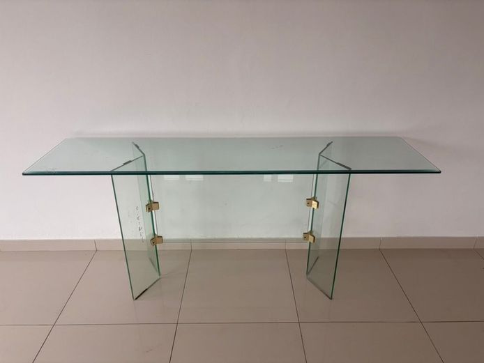 Contemporary Tempered All-Glass Console Table