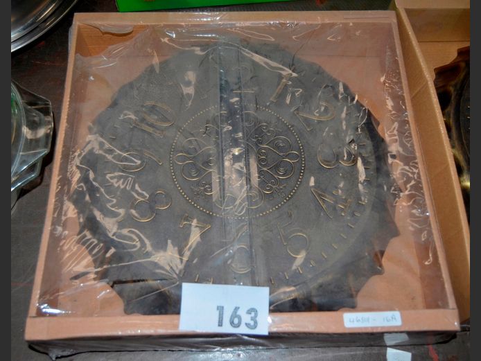 "GILT" & BLACK PLASTIC WALL CLOCK, 35cm Diameter