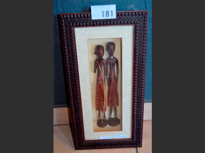 BOX FRAMED AFRICAN ARTWORK, 50 x 26cm