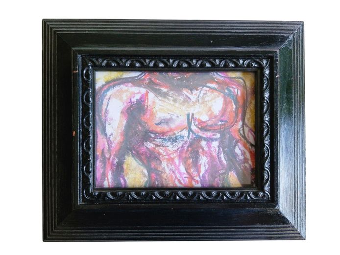 Black Painted Ornate Frame & Abstract Picture