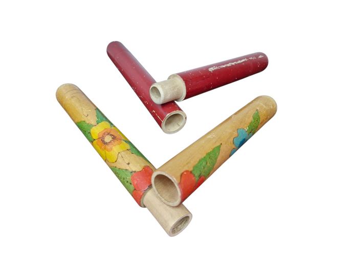 Vintage Hand Painted Wooden Knitting Needle Tubes