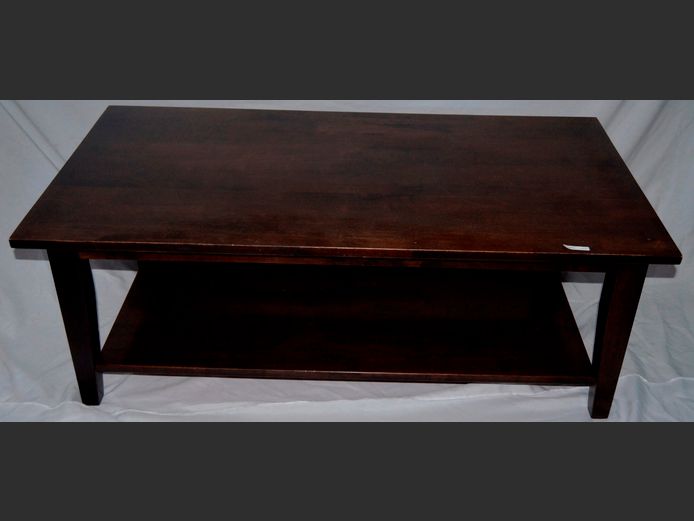 DARK STAINED RECTANGULAR COFFEE TABLE WITH BOTTOM SHELF, 120 x 60 x 45cm