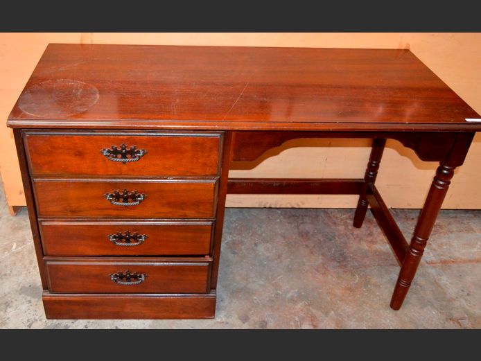 IMBUIA 4-DRAWER DESK, 114 x 47 x 73cm [Watermarks to top]