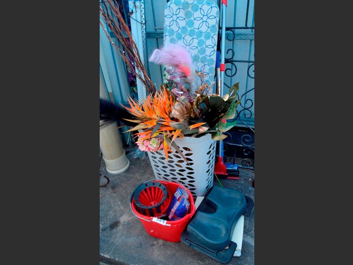 LAUNDRY BASKET, MOP BUCKET, IRONING BOARD, EVERLASTING FLOWERS, etc