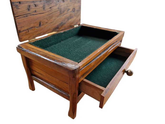 Vintage Solid Wood Jewellery Box with Drawer 