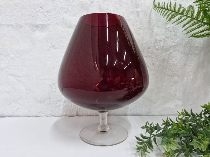 Elegant Oversized 1950's Ruby Red Goblet Display Vase