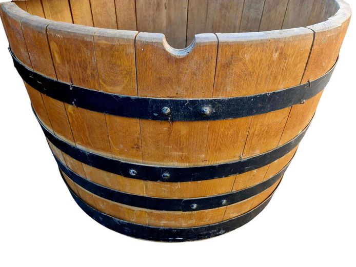 Large Vintage French Oak Half Barrel 